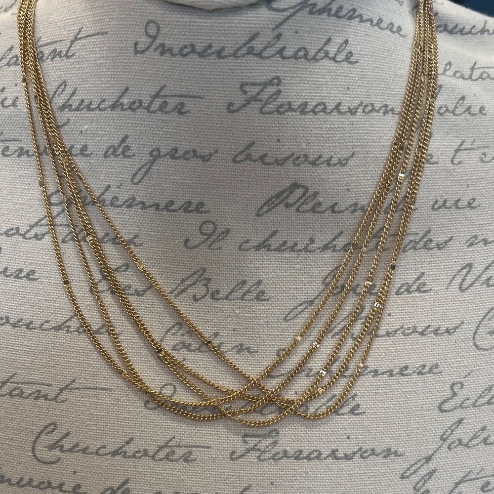 Gold Multi-Strand Draped Chain Necklace